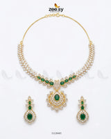 Golden Vine Zirconia Necklace Set Necklace Sets - Zeesy Jewellery Pakistan | Premium Artificial & Imitation Jewellery