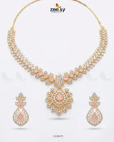 Golden Vine Zirconia Necklace Set Necklace Sets - Zeesy Jewellery Pakistan | Premium Artificial & Imitation Jewellery