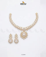 Golden Vine Zirconia Necklace Set Necklace Sets - Zeesy Jewellery Pakistan | Premium Artificial & Imitation Jewellery
