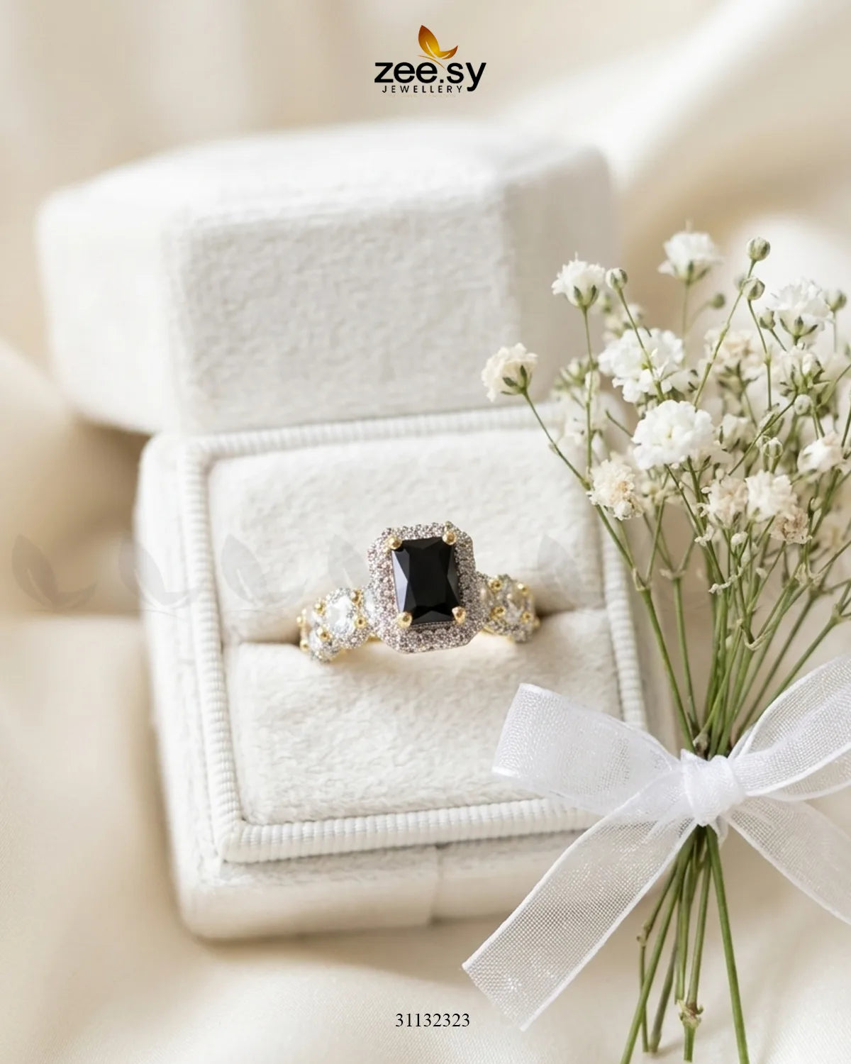 Golden Vintage Bold Stone Ring Golden Black Finger Ring - Zeesy Jewellery Pakistan | Premium Artificial & Imitation Jewellery