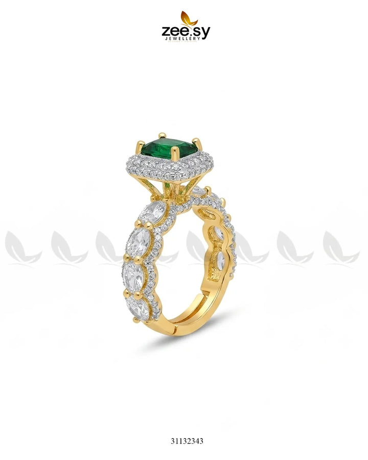 Golden Vintage Bold Stone Ring Finger Ring - Zeesy Jewellery Pakistan | Premium Artificial & Imitation Jewellery