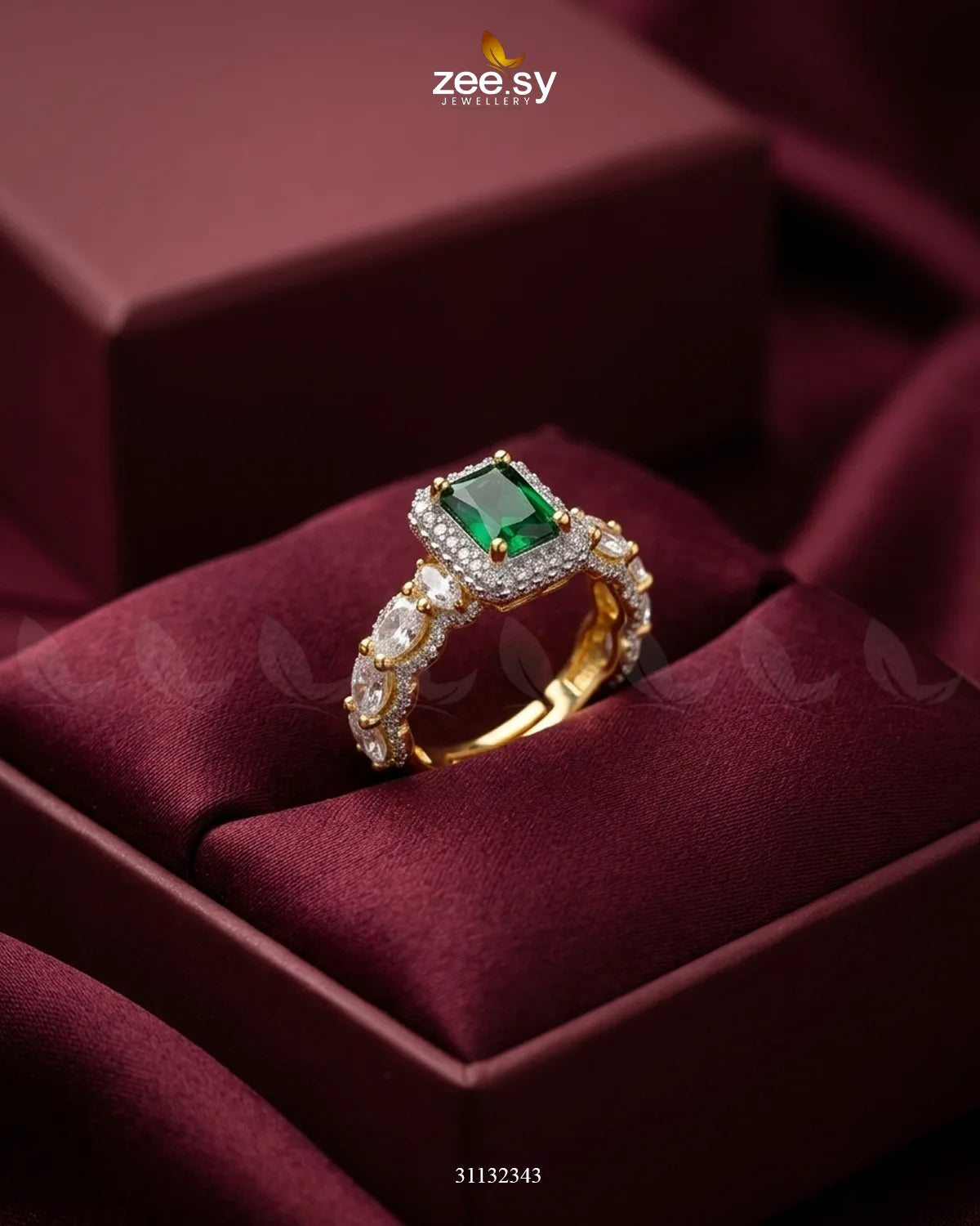 Golden Vintage Bold Stone Ring Golden Green Finger Ring - Zeesy Jewellery Pakistan | Premium Artificial & Imitation Jewellery
