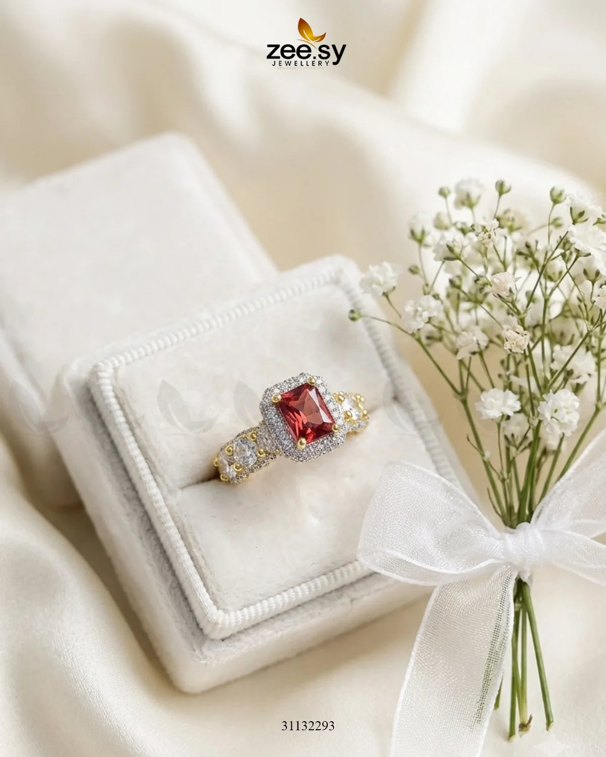 Golden Vintage Bold Stone Ring Golden Ruby Finger Ring - Zeesy Jewellery Pakistan | Premium Artificial & Imitation Jewellery