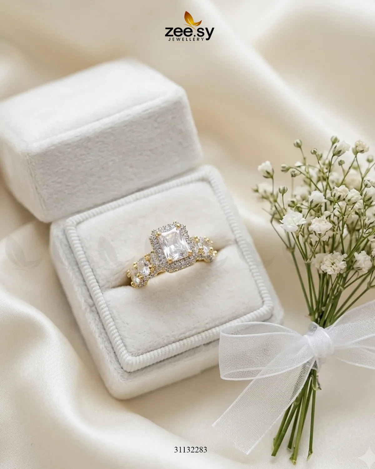 Golden Vintage Bold Stone Ring Golden White Finger Ring - Zeesy Jewellery Pakistan | Premium Artificial & Imitation Jewellery