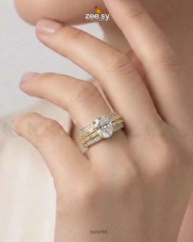 Golden Vintage Uncut Stone Ring Finger Ring - Zeesy Jewellery Pakistan | Premium Artificial & Imitation Jewellery