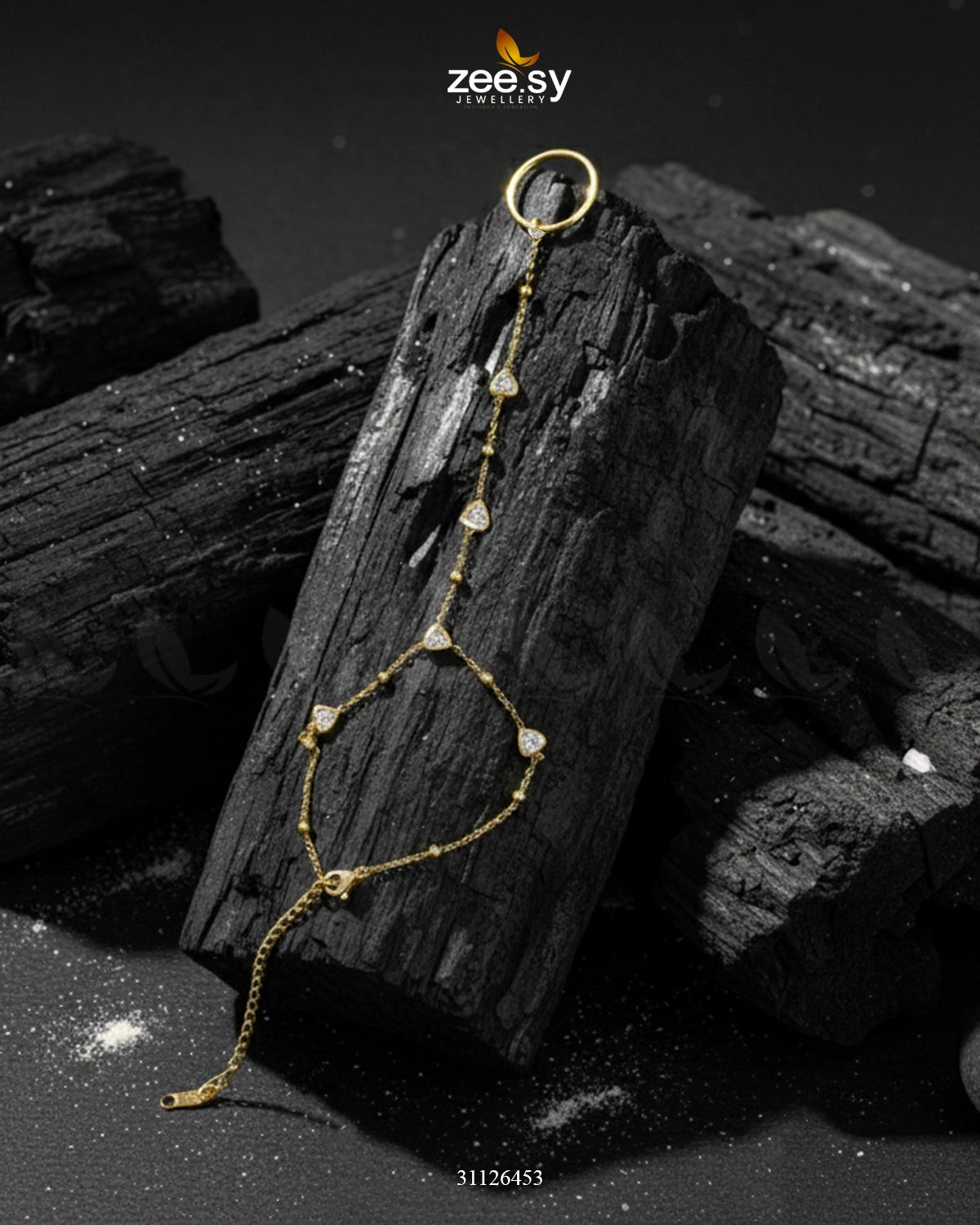 Bella Heart Ring Bracelet Golden White - Zeesy Jewellery