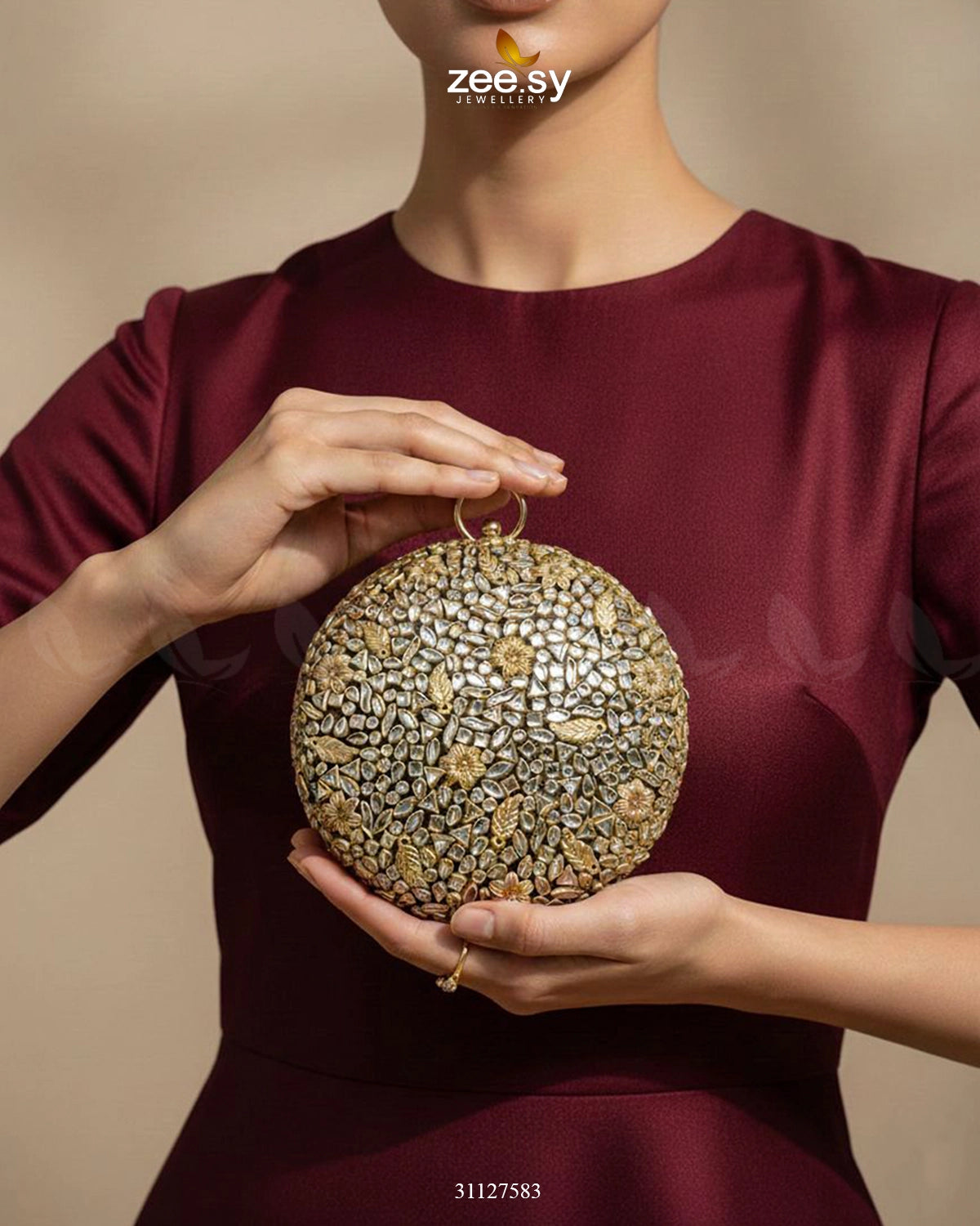 Golden Crosshatch Gem Clutch Bag - Zeesy Jewellery