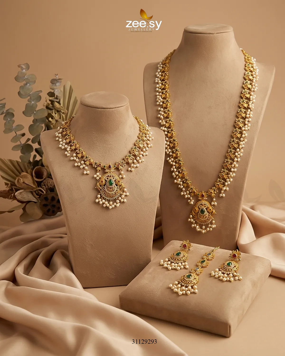 Grand Emerald Pearl Malla Set Malla Necklace - Zeesy Jewellery Pakistan | Premium Artificial & Imitation Jewellery