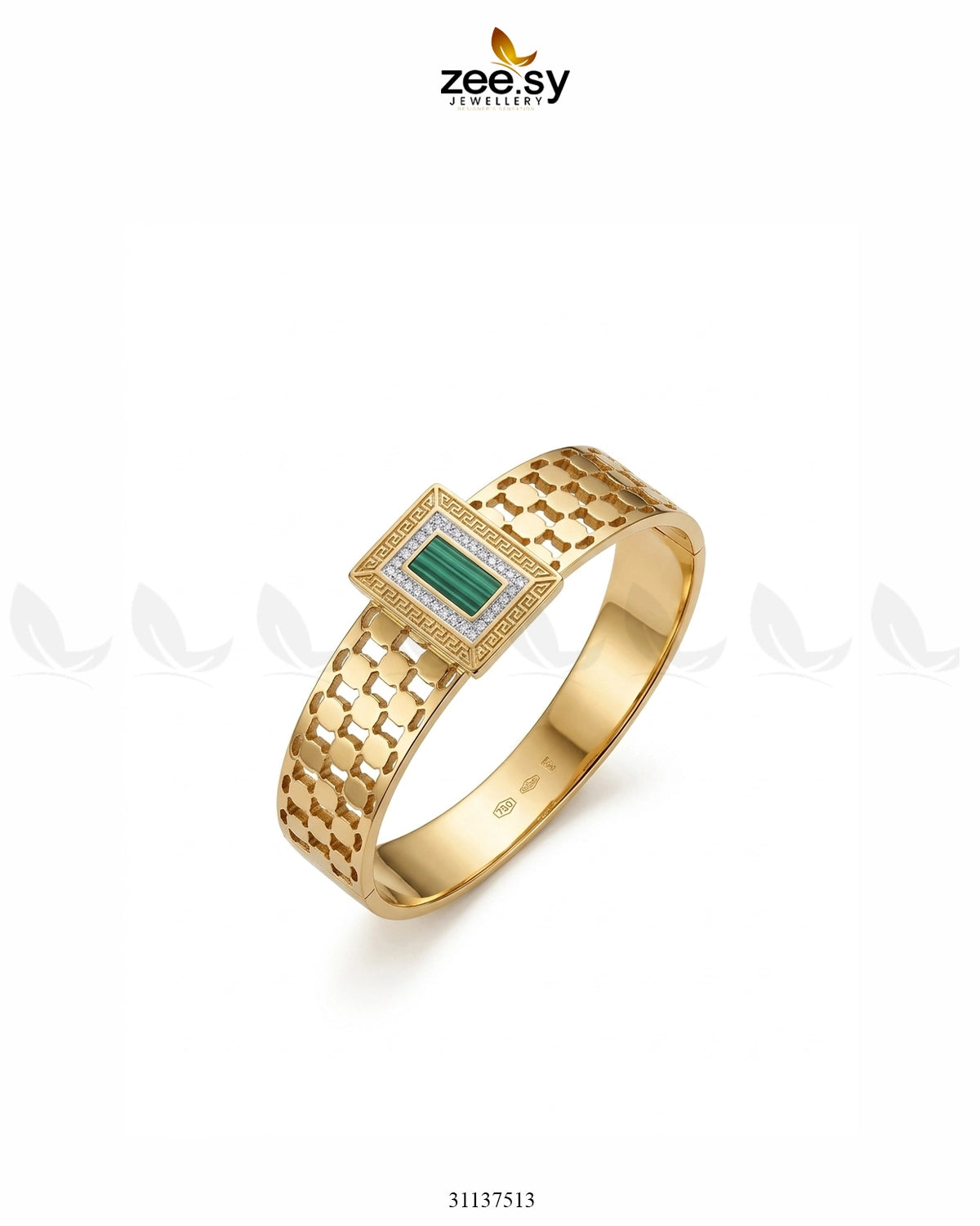 Green Gem Golden Cuff Bracelet Bracelet - Zeesy Jewellery Pakistan | Premium Artificial & Imitation Jewellery