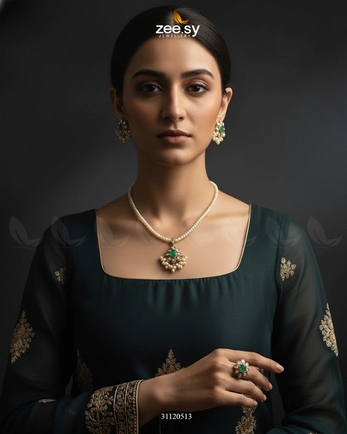 Meenakari Floral Pearl Necklace Set - Zeesy Jewellery