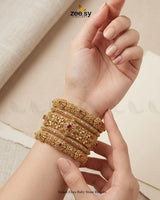 Gulaal Flora Ruby Stone Bangles BANGLES - Zeesy Jewellery Pakistan | Premium Artificial & Imitation Jewellery