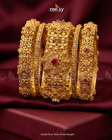 Gulaal Flora Ruby Stone Bangles BANGLES - Zeesy Jewellery Pakistan | Premium Artificial & Imitation Jewellery
