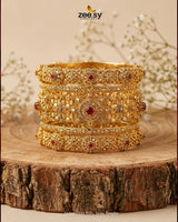 Gulaal Flora Ruby Stone Bangles BANGLES - Zeesy Jewellery Pakistan | Premium Artificial & Imitation Jewellery