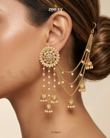 Gulnaar Center Floral Stone Earrings Earrings - Zeesy Jewellery Pakistan | Premium Artificial & Imitation Jewellery
