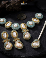 Gulnar Baroque Pearl Choker Set Cyan choker - Zeesy Jewellery Pakistan | Premium Artificial & Imitation Jewellery
