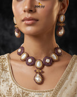 Gulnar Baroque Pearl Choker Set choker - Zeesy Jewellery Pakistan | Premium Artificial & Imitation Jewellery