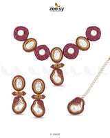 Gulnar Baroque Pearl Choker Set Fuchsia choker - Zeesy Jewellery Pakistan | Premium Artificial & Imitation Jewellery