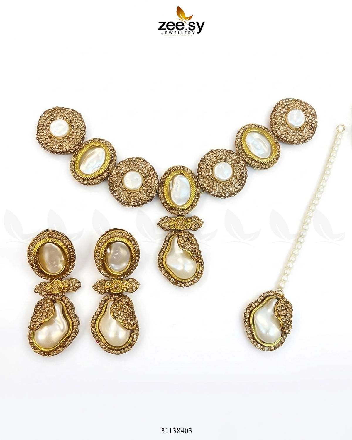 Gulnar Baroque Pearl Choker Set choker - Zeesy Jewellery Pakistan | Premium Artificial & Imitation Jewellery