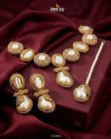 Gulnar Baroque Pearl Choker Set Champagne choker - Zeesy Jewellery Pakistan | Premium Artificial & Imitation Jewellery