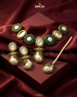 Gulnar Baroque Pearl Choker Set Green choker - Zeesy Jewellery Pakistan | Premium Artificial & Imitation Jewellery