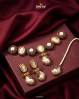 Gulnar Baroque Pearl Choker Set Red choker - Zeesy Jewellery Pakistan | Premium Artificial & Imitation Jewellery