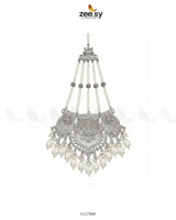 Gulnar Floral Beads Jhumar Silver Pearl - Zeesy Jewellery