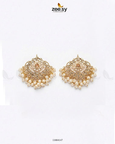 Hyderabadi Pearl Drop Earrings Champagne Earrings - Zeesy Jewellery Pakistan | Premium Artificial & Imitation Jewellery