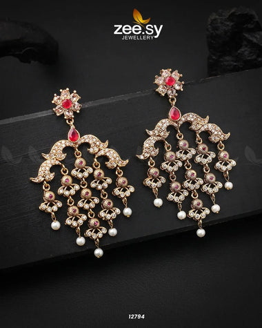 Hanging Earrings Golden Red Earrings - Zeesy Jewellery Pakistan | Premium Artificial & Imitation Jewellery