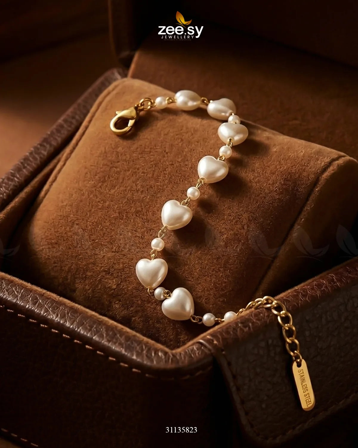 Heart Faux Pearl Bracelet Bracelet - Zeesy Jewellery Pakistan | Premium Artificial & Imitation Jewellery