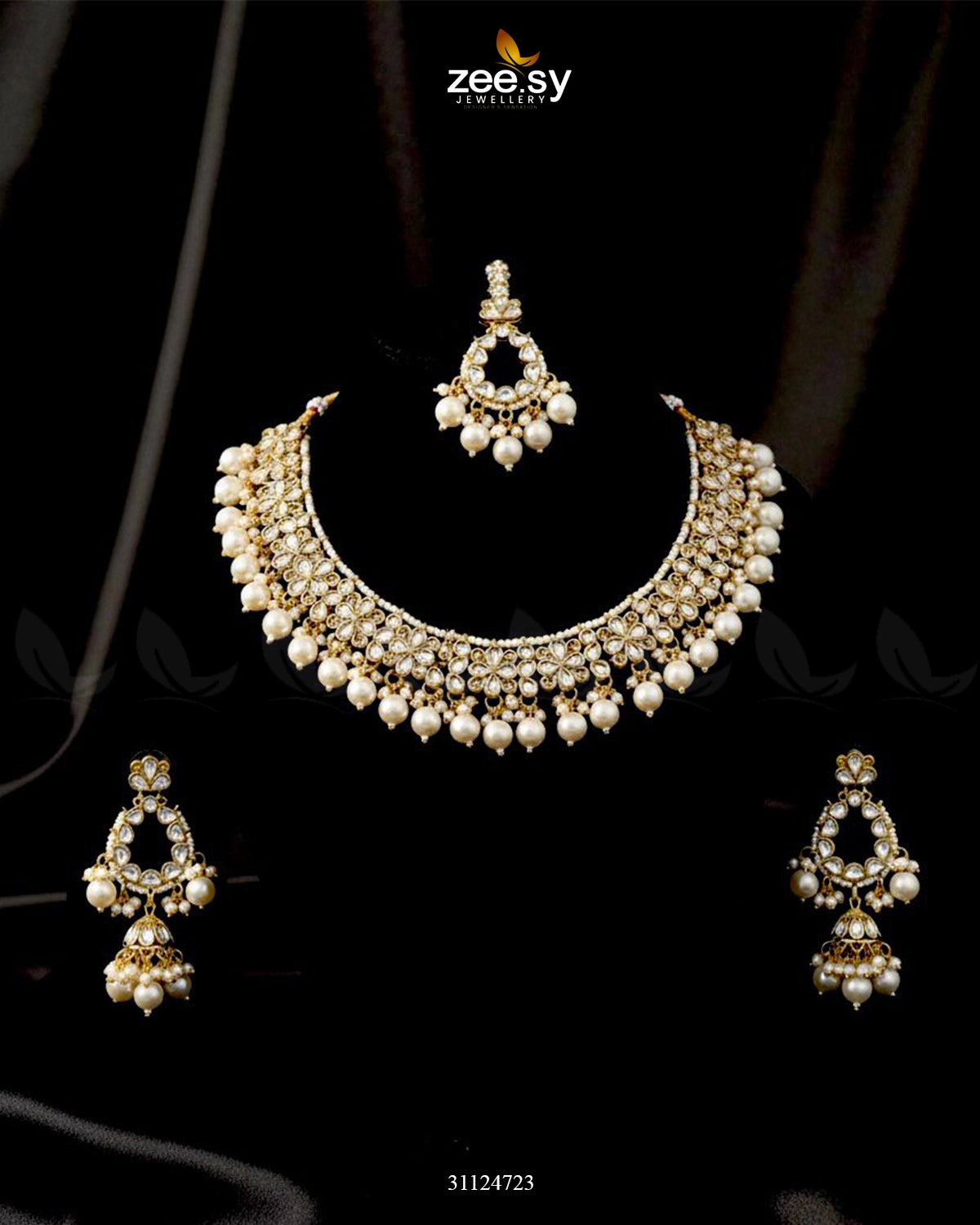 Heirloom Grand Luminous Necklace Set Golden Pearl - Zeesy Jewellery