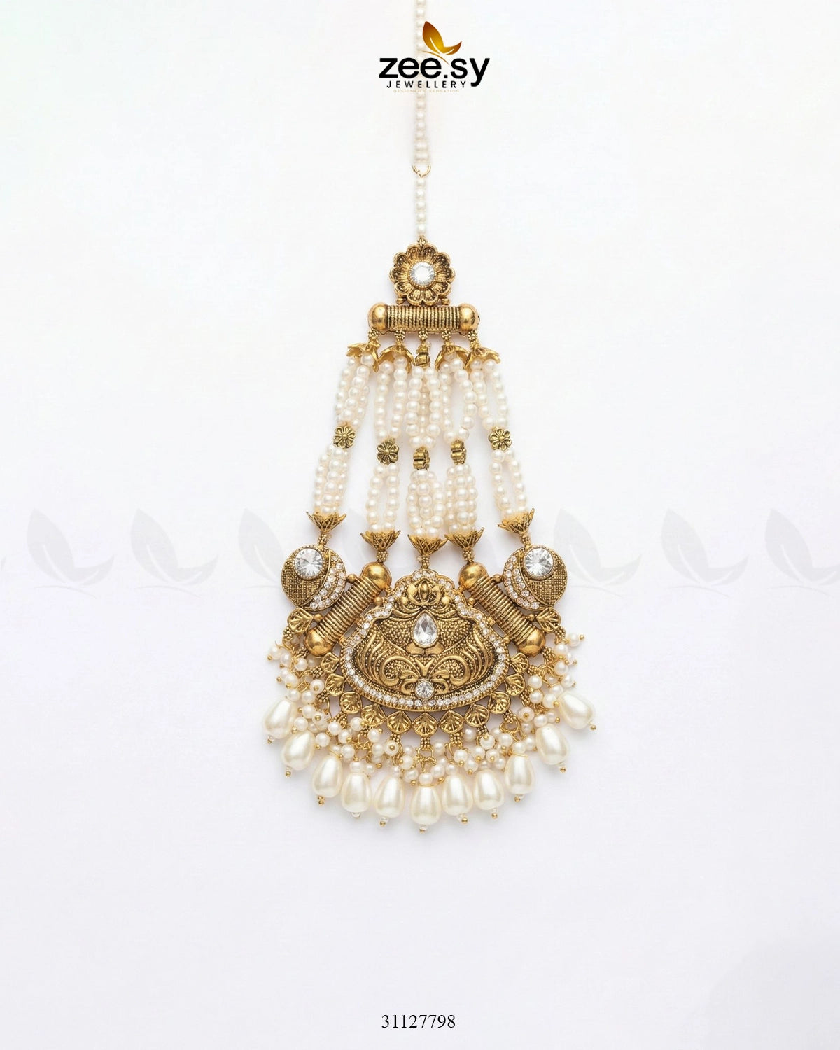 Heritage Blush Beaded Jhumar Golden Pearl - Zeesy Jewellery