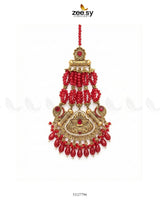 Heritage Blush Beaded Jhumar Golden Red - Zeesy Jewellery