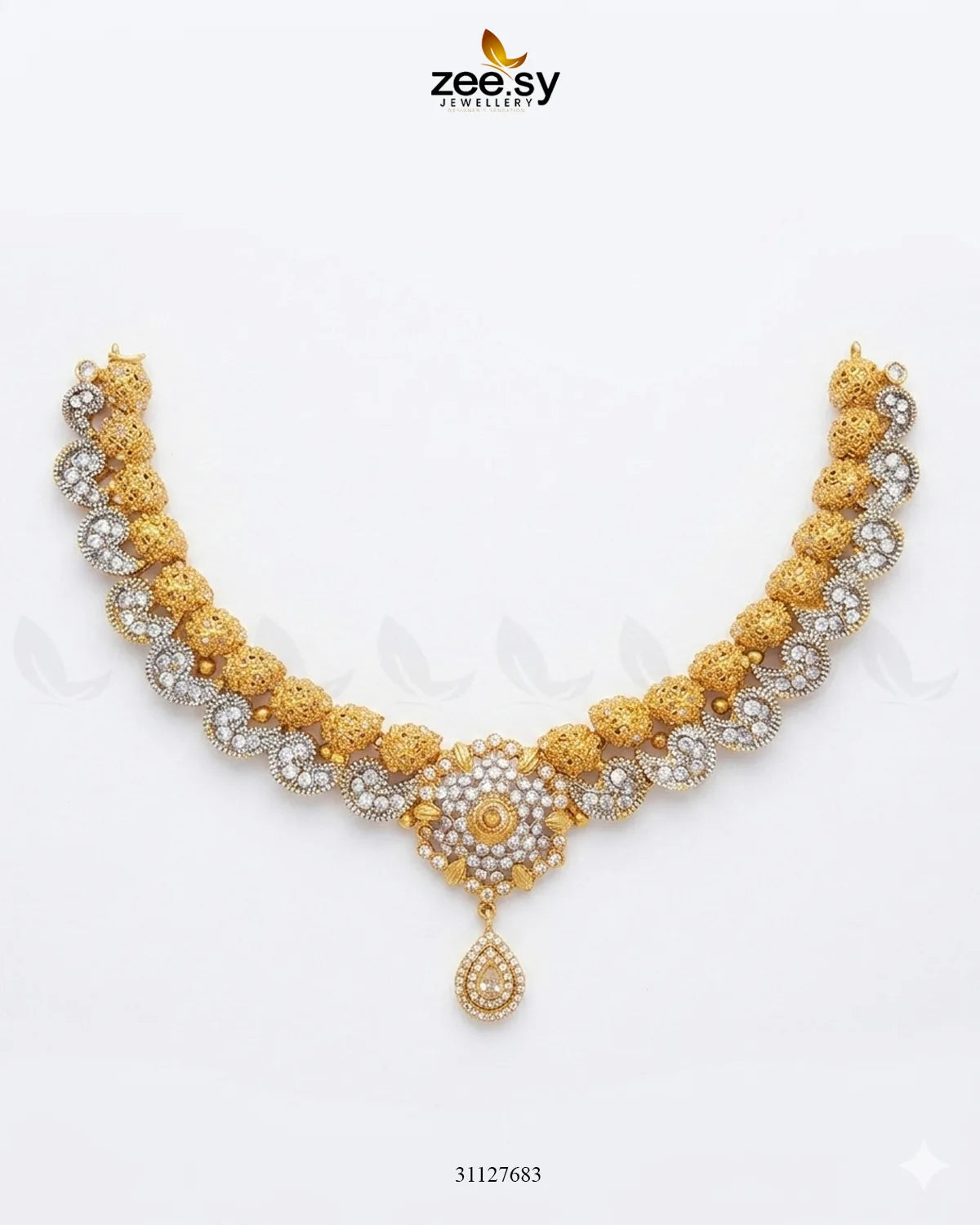 Hexagon Cluster Pave Bridal Set Bridal Set - Zeesy Jewellery Pakistan | Premium Artificial & Imitation Jewellery