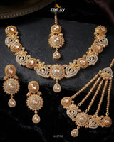 Honeyed Zircon Pearl Bridal Set Bridal Set - Zeesy Jewellery Pakistan | Premium Artificial & Imitation Jewellery