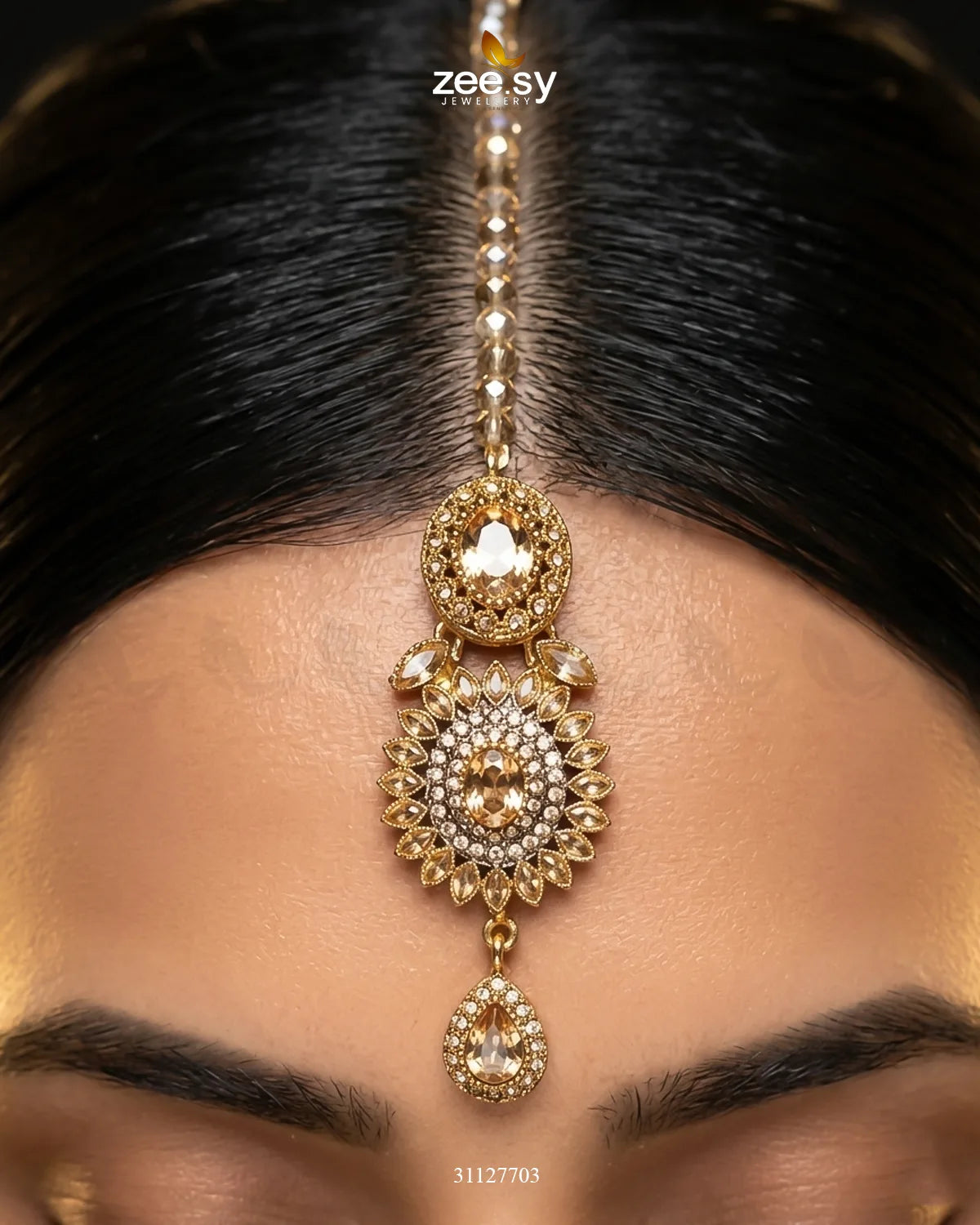 Honeyed Zircon Pearl Bridal Set Bridal Set - Zeesy Jewellery Pakistan | Premium Artificial & Imitation Jewellery