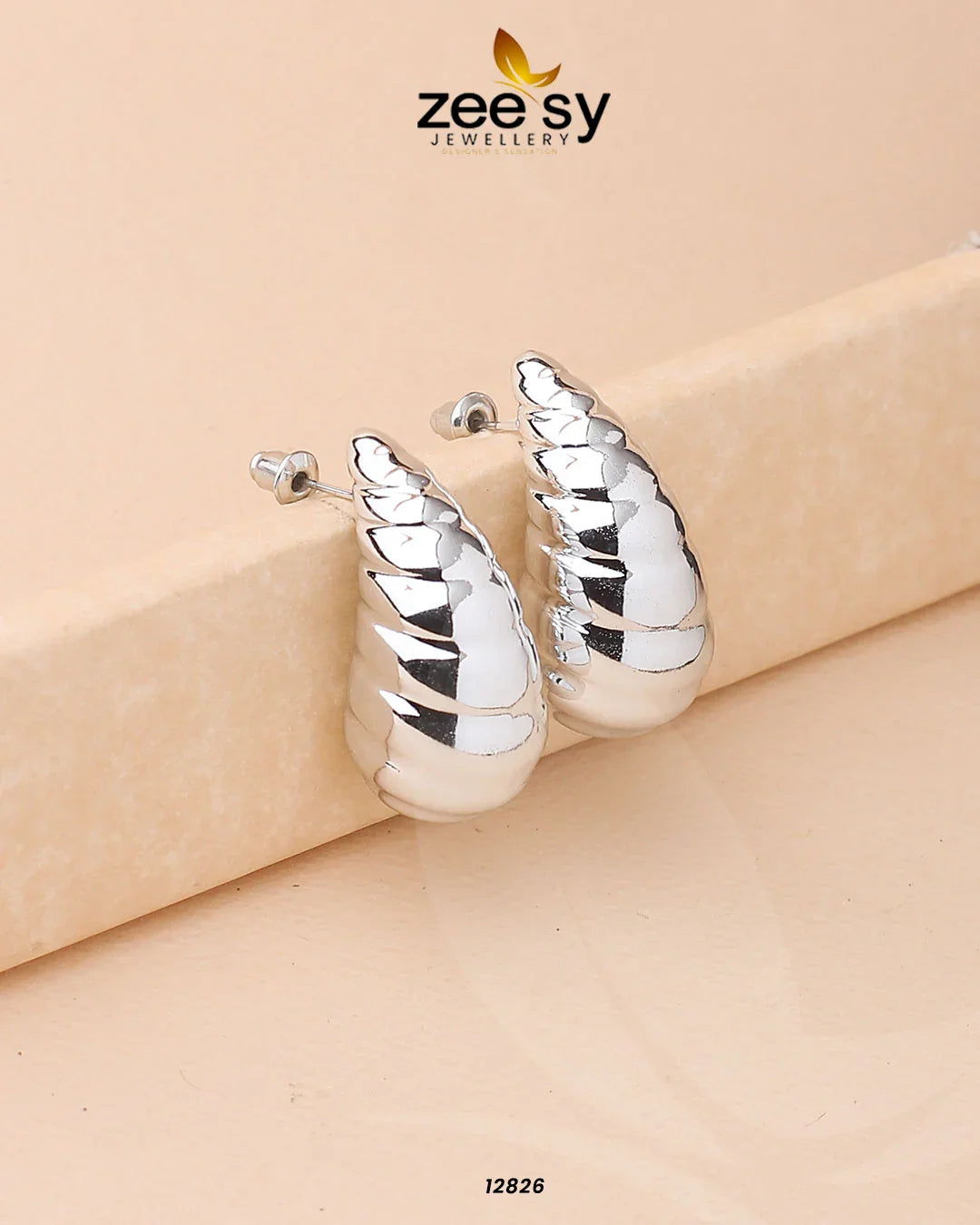 Hyperbola Drop Earrings Silver - Zeesy Jewellery