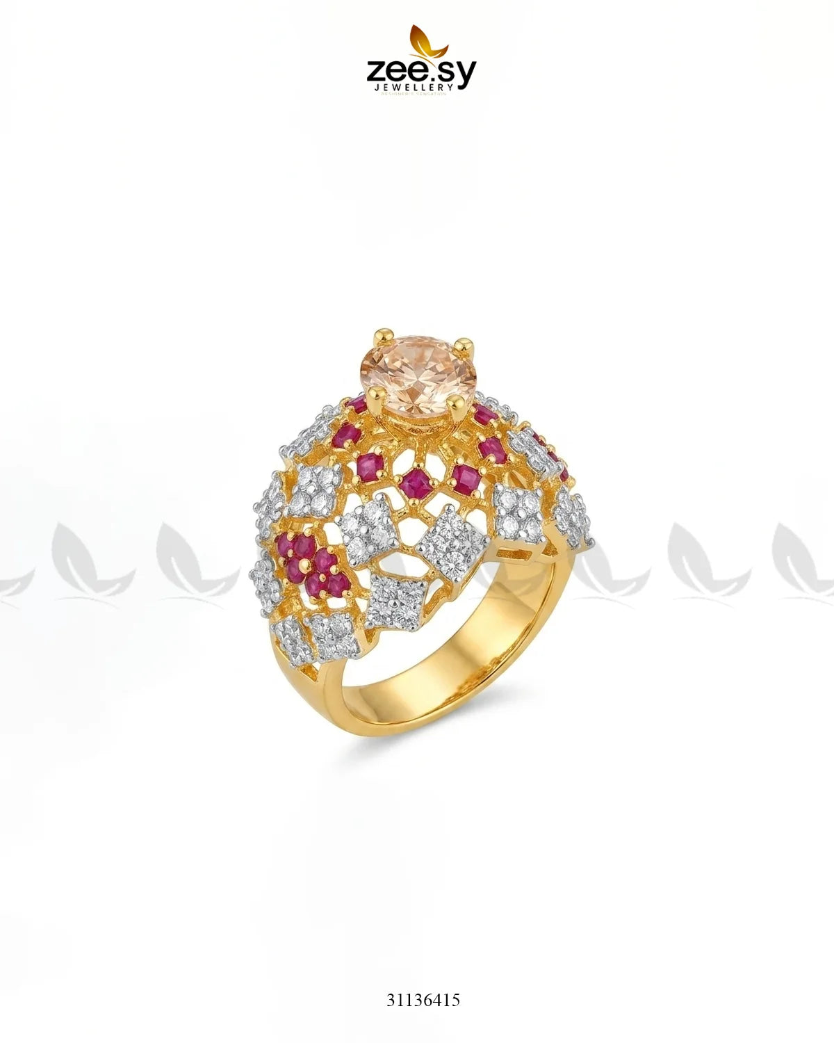 Imperial Bloom Cluster Ring Finger Ring - Zeesy Jewellery Pakistan | Premium Artificial & Imitation Jewellery
