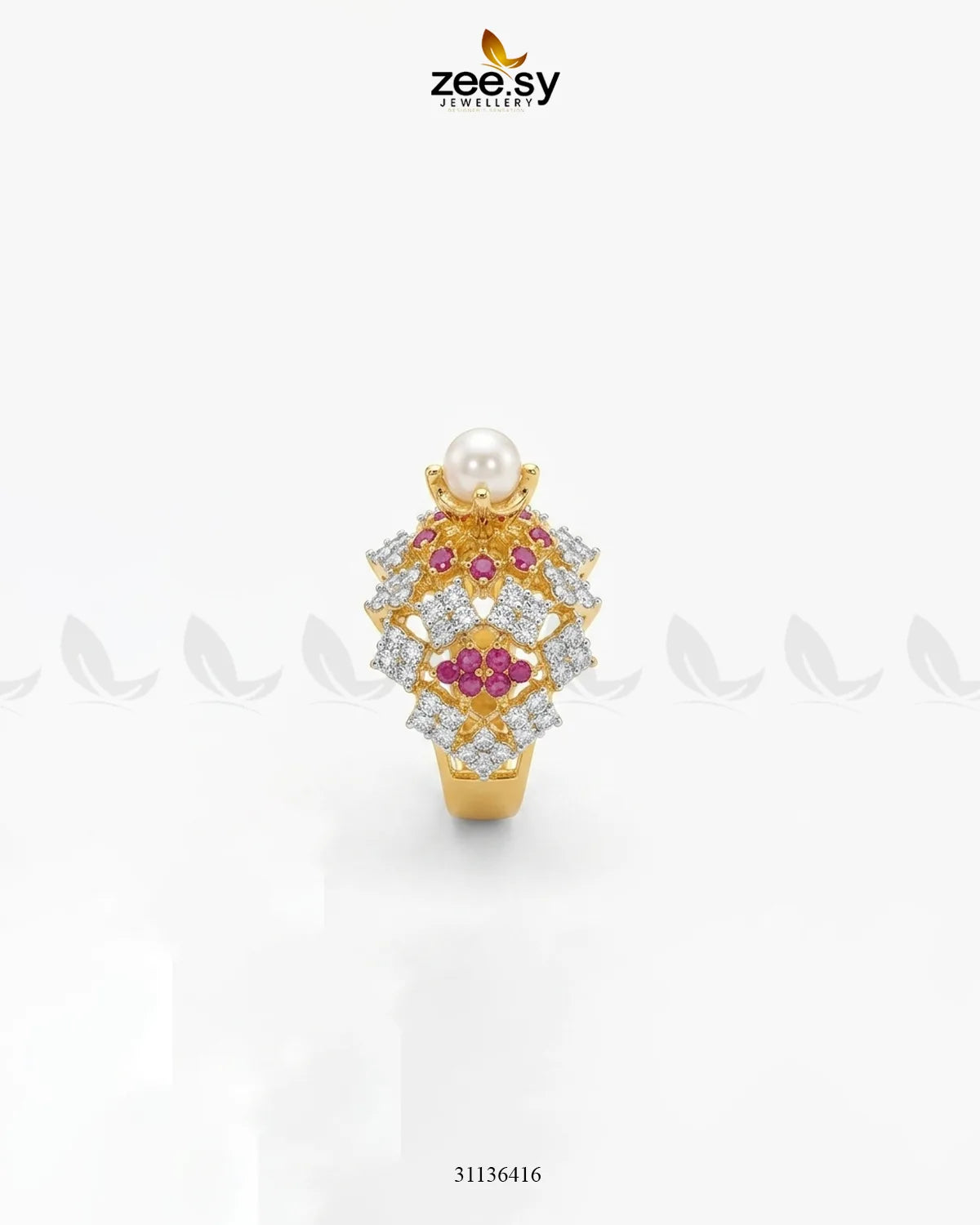 Imperial Bloom Cluster Ring Finger Ring - Zeesy Jewellery Pakistan | Premium Artificial & Imitation Jewellery