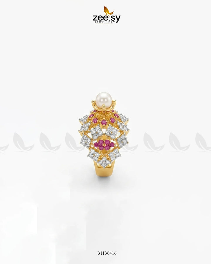 Imperial Bloom Cluster Ring Finger Ring - Zeesy Jewellery Pakistan | Premium Artificial & Imitation Jewellery