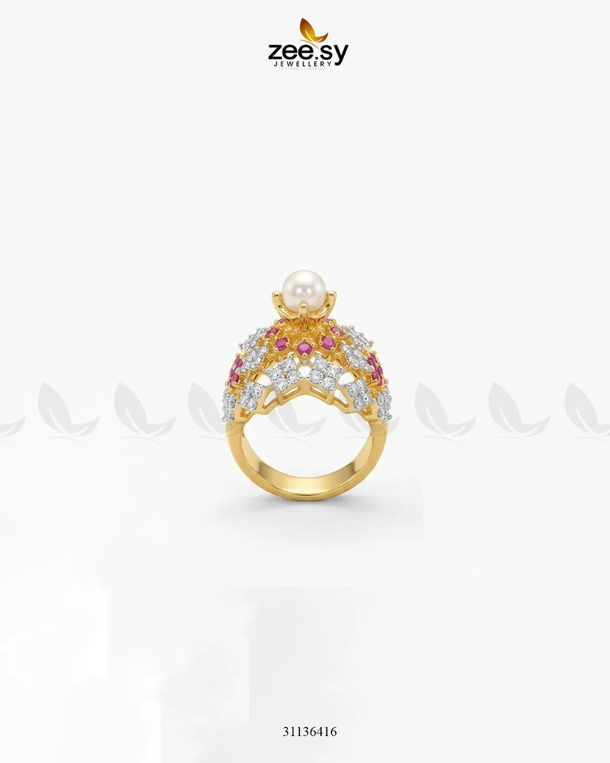 Imperial Bloom Cluster Ring Finger Ring - Zeesy Jewellery Pakistan | Premium Artificial & Imitation Jewellery