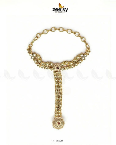 Imperial Kundan Anja Bracelet Golden Red ACCESSORIES - Zeesy Jewellery Pakistan | Premium Artificial & Imitation Jewellery
