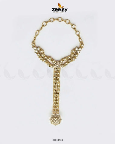 Imperial Kundan Anja Bracelet Golden White ACCESSORIES - Zeesy Jewellery Pakistan | Premium Artificial & Imitation Jewellery