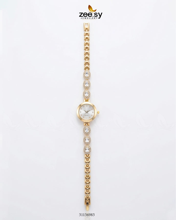 Imperial Luxe Loop Bracelet Watch Golden White ACCESSORIES - Zeesy Jewellery Pakistan | Premium Artificial & Imitation Jewellery
