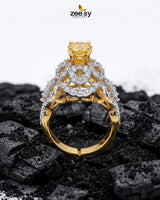 Imperial Orchid Statement Ring Golden Champagne Finger Ring - Zeesy Jewellery Pakistan | Premium Artificial & Imitation Jewellery