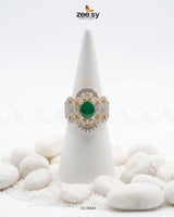 Imperial Orchid Statement Ring Golden Green Finger Ring - Zeesy Jewellery Pakistan | Premium Artificial & Imitation Jewellery