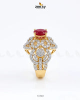 Imperial Orchid Statement Ring Golden Red Finger Ring - Zeesy Jewellery Pakistan | Premium Artificial & Imitation Jewellery