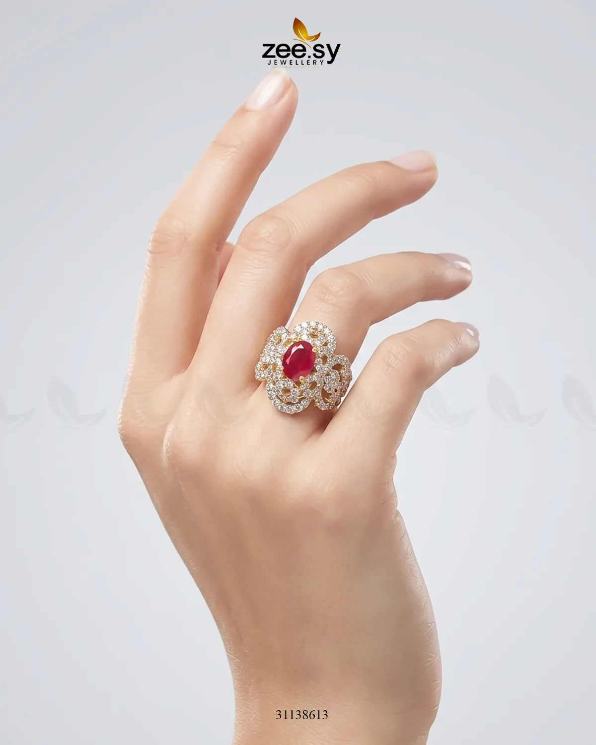 Imperial Orchid Statement Ring Finger Ring - Zeesy Jewellery Pakistan | Premium Artificial & Imitation Jewellery