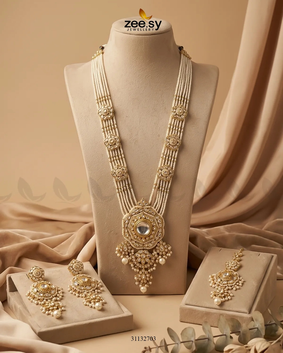 Hyderabadi Bold Kundan Malla Set Malla Necklace - Zeesy Jewellery Pakistan | Premium Artificial & Imitation Jewellery