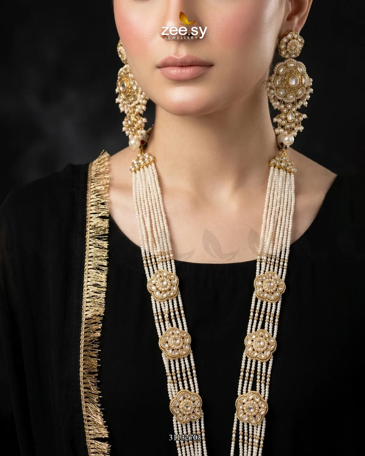 Hyderabadi Bold Kundan Malla Set Malla Necklace - Zeesy Jewellery Pakistan | Premium Artificial & Imitation Jewellery