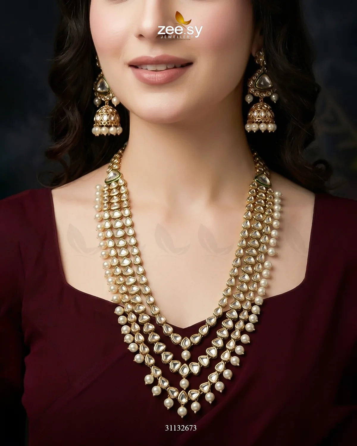 Imperial Pearl Kundan Malla Set Malla Necklace - Zeesy Jewellery Pakistan | Premium Artificial & Imitation Jewellery